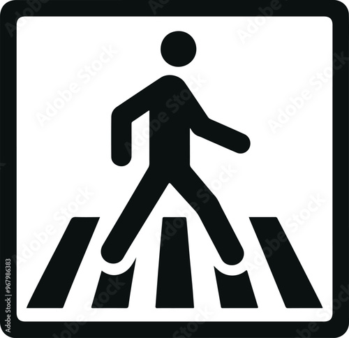 Monochrome Cosmonaut  Symbol Crosswalk Icon For Emblems, Badges And Levels Vector Illustration 