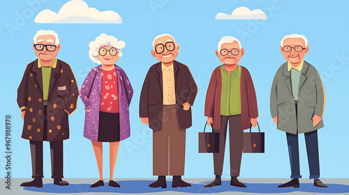 Elderly men and women. Vector illustration photo