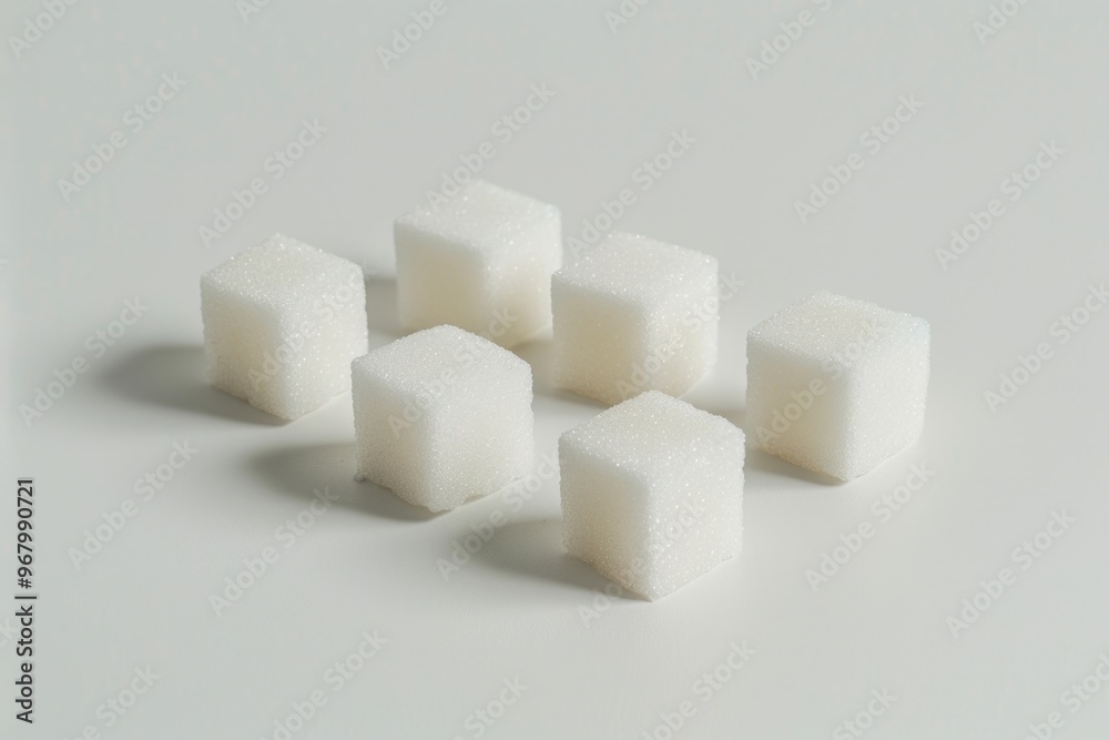 A cluster of white sugar cubes arranged neatly on a white surface A cluster of white sugar cubes arranged neatly on a white surface