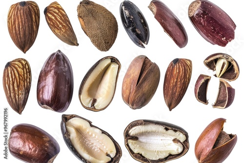 Wallpaper Mural A selection of various nuts arranged neatly on a clean white surface, ideal for food or presentation purposes Torontodigital.ca