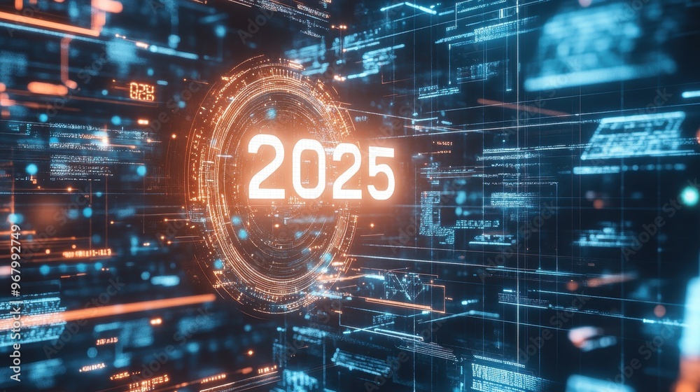 This banner features a vibrant, futuristic design showcasing the year 2025 among glowing digital elements and network patterns This banner features a vibrant, futuristic design showcasing the year 2025 among glowing digital elements and network patterns