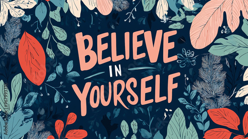 Believe In Yourself Motivational Message With Floral Theme