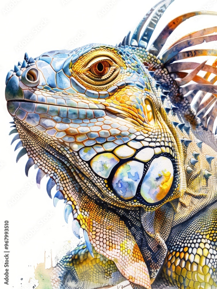 Fototapeta premium Colorful, artistic rendering of a lizard from an earlier epoch.