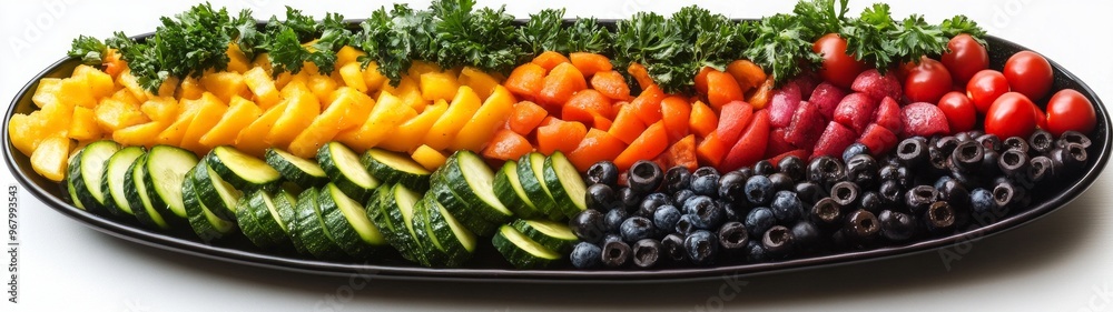 Vibrant Vegetable Medley, a lively display of fresh, colorful vegetables arranged artistically on a clean white backdrop, perfect for appetizers and healthy snacking. Vibrant Vegetable Medley, a lively display of fresh, colorful vegetables arranged artistically on a clean white backdrop, perfect for appetizers and healthy snacking.