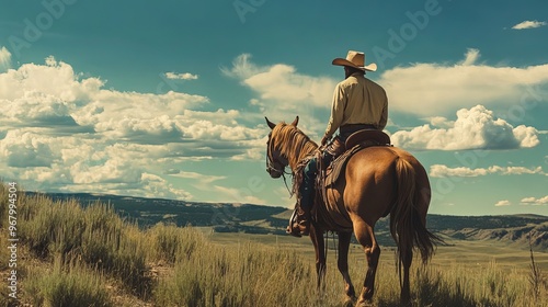 Classic Wild West Cowboy on Horseback