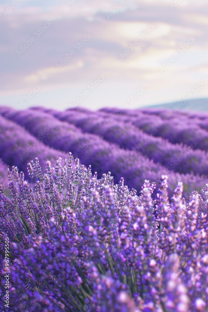 Fototapeta premium Wildflower garden, floral landscape, summer meadow with lavender blossoms.