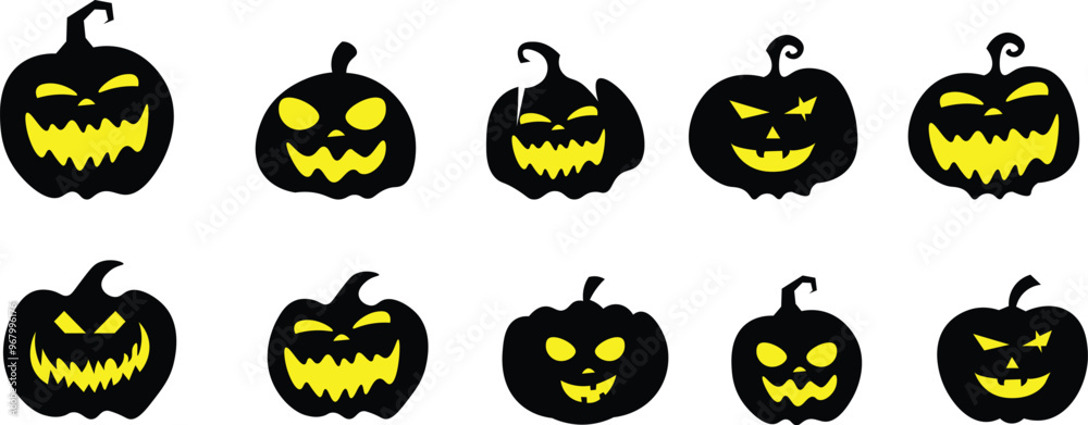 Halloween silhouettes of pumpkins. Vector eps10. Halloween silhouettes of pumpkins. Vector eps10.