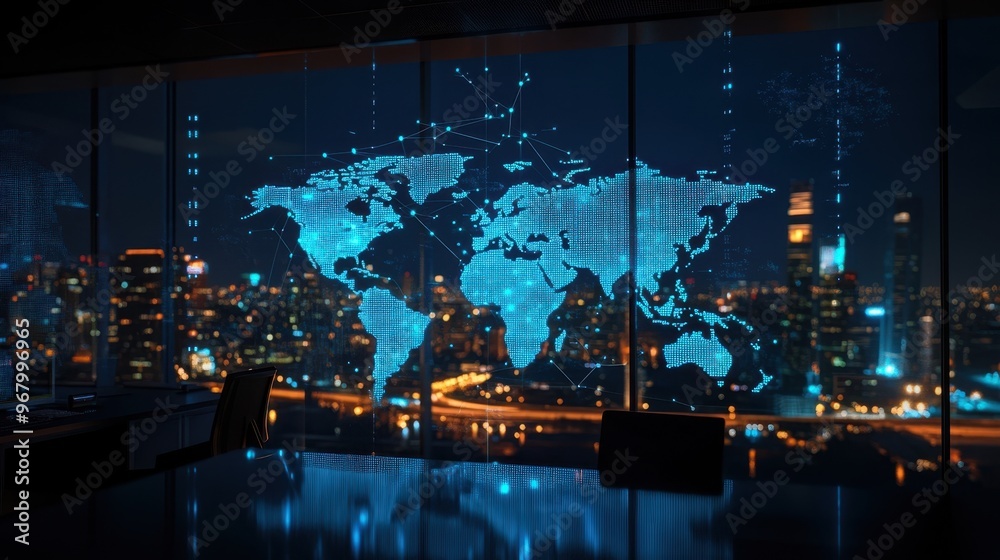 Obraz premium The World Map in Office