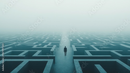 Wallpaper Mural Endless Maze: A person wandering through a massive, abstract maze that seems to shift and change, symbolizing the feeling of getting lost or stuck while pursuing difficult goals that seem never-ending Torontodigital.ca