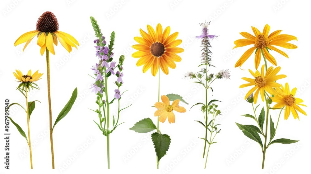 Fototapeta premium A collection of bright and vivid flowers, showcasing a variety of colors and species.