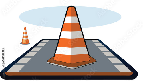 Traffic cone stop warning alert signs car transportation vectors for traffic safety