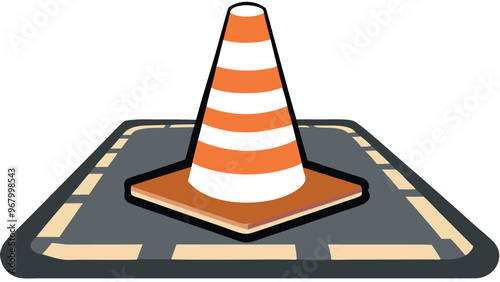 Traffic cone stop warning alert signs car transportation vectors for traffic safety