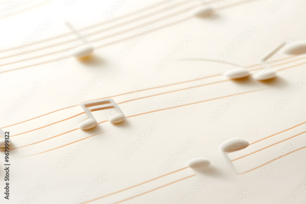 Macro Shot of Wavy Music Sheet with Notes | Close-Up View of Musical Composition and Sheet Music Art