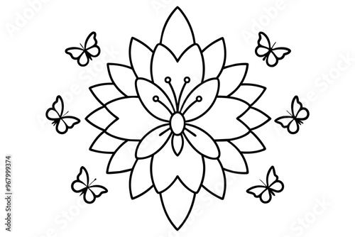 Butterfly and Flower Mandala Start with a butterfly in the middle and alternate layers of butterflies and flowers photo