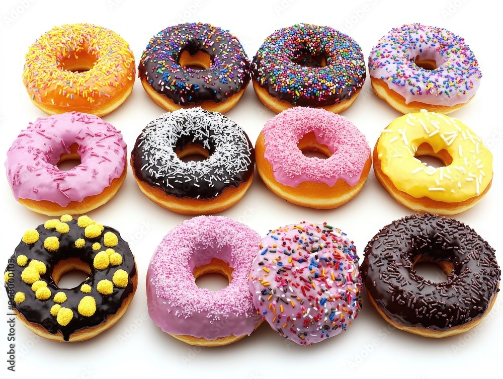Fresh doughnuts with colorful sprinkles Fresh doughnuts with colorful sprinkles
