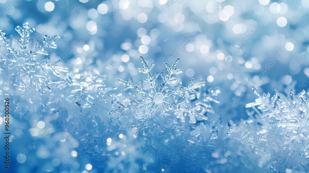 Tranquil blue winter snowflakes background for holiday greetings and promotional materials Tranquil blue winter snowflakes background for holiday greetings and promotional materials