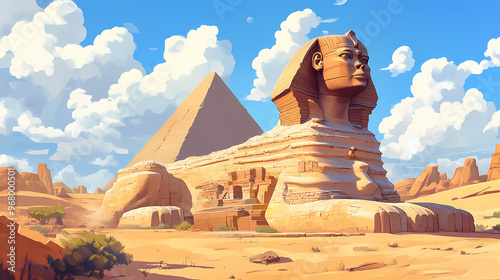 The sphinx in the desert. Sphinx. Illustration photo