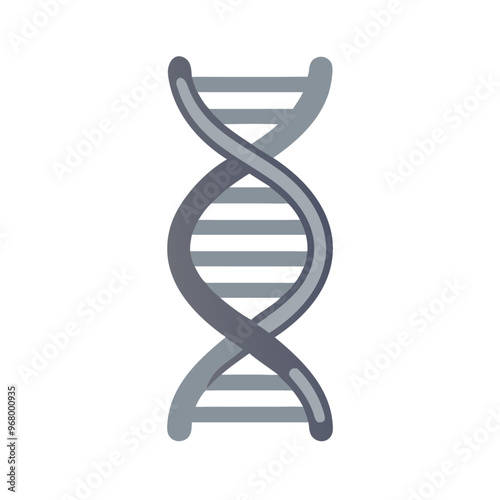 DNA Helix Icon in Grayscale for Genetics