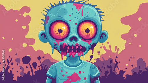 Vector illustration of a cartoon zombie with vibrant colors on a plain background, perfect for 2d animation and character design projects. Zombie. Illustration