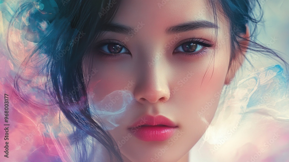 Close-up Portrait of a Woman with a Soft, Dreamy Background Close-up Portrait of a Woman with a Soft, Dreamy Background