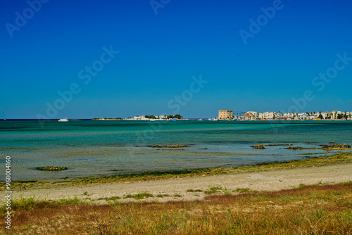 Porto Cesareo,panoramica della città dalla spiaggia di La Strea,Lecce,Puglia,Italia photo