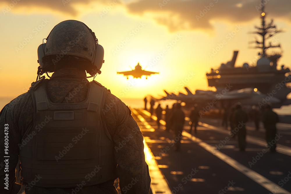 Military Aircraft Carrier Ship with Fighter Jets | Naval Power and Aerial Combat Readiness