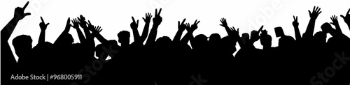 Crowd of people silhouette, cheerful fans people. Big event, concert or sport. Vector illustration