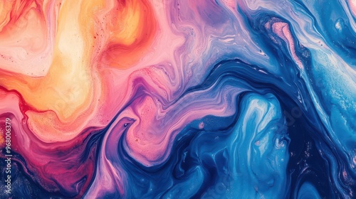 abstract fluid art composition resembling swirling marble patterns vibrant pigments blend seamlessly creating a mesmerizing interplay of colors and textures on a canvas