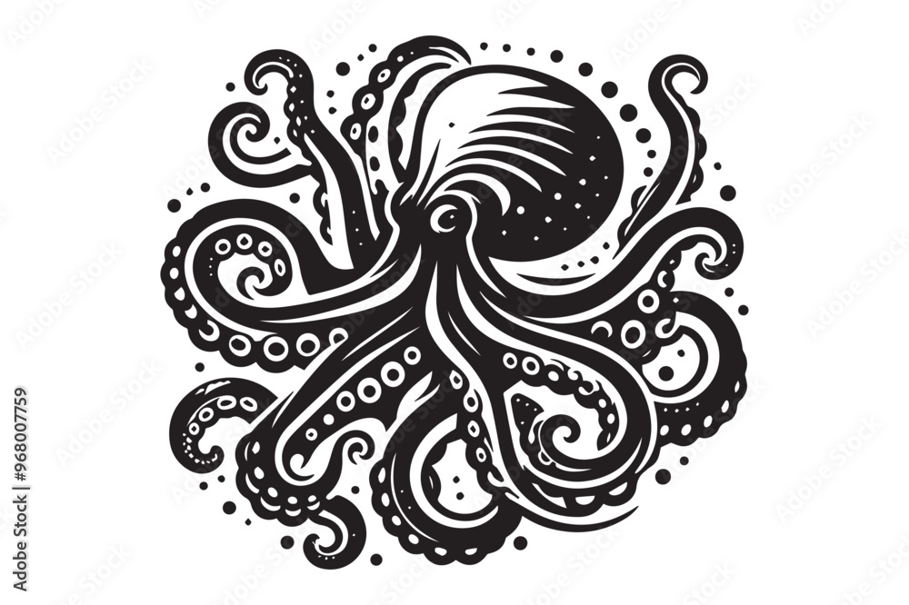 Octopus silhouette vector illustrations Octopus silhouette vector illustrations