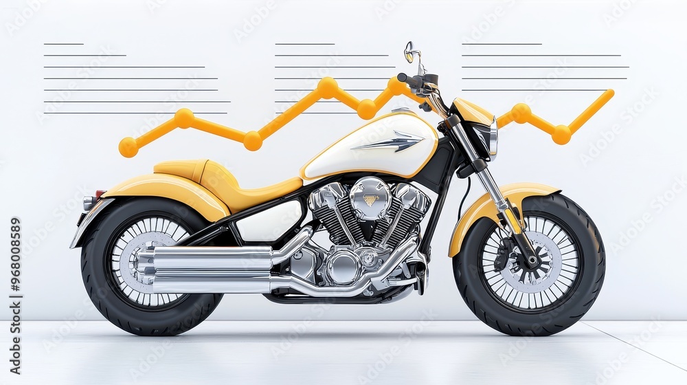 Business Acceleration Concept: Motorcycle with Upward Trending Graph Symbolizing Growth and Sales Business Acceleration Concept: Motorcycle with Upward Trending Graph Symbolizing Growth and Sales