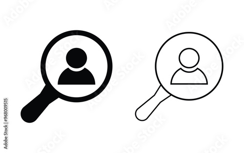 candidate icon Flat fill set collection, User search icon. Search job vacancy icon set, Find people employer business concept. vector illustration.