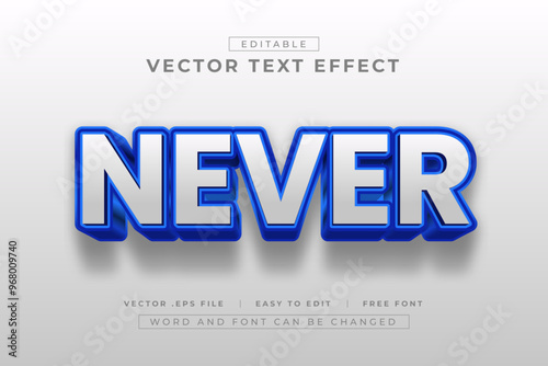 Never 3d vector editable text effect style