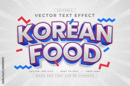 Korean Food vector editable text effect