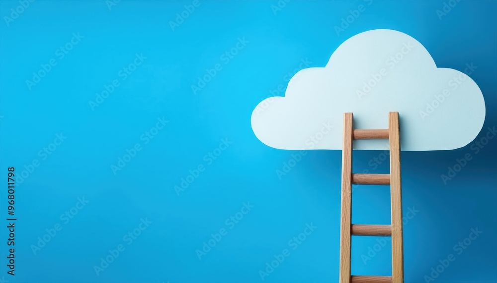 Ladder to the Clouds – Imaginative Design with Blue Background Ladder to the Clouds – Imaginative Design with Blue Background