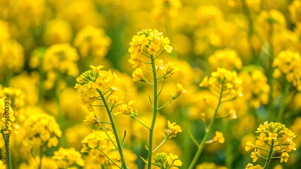 Yellow rapeseed field in the field and picturesque sky with white clouds. Blooming yellow canola flower meadows. Rapeseed crop in Ukraine. Yellow rapeseed field in the field and picturesque sky with white clouds. Blooming yellow canola flower meadows. Rapeseed crop in Ukraine.