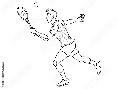 Batminton player single line art drawing vector illustration