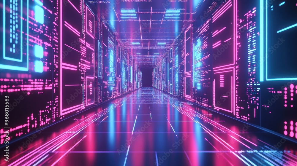 Neon Corridor: A Futuristic Digital Landscape Neon Corridor: A Futuristic Digital Landscape