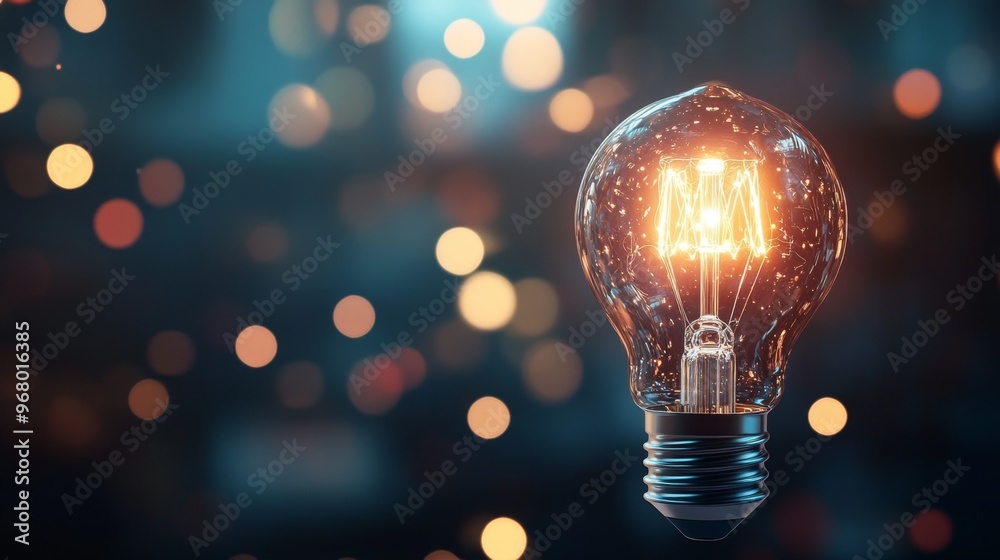 A glowing light bulb symbolizes innovation and creativity in modern business strategies A glowing light bulb symbolizes innovation and creativity in modern business strategies