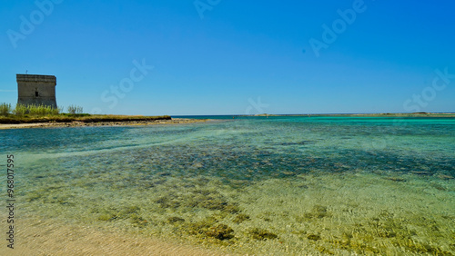 Torre Santo Stefano, vista dalla spiaggia, Salento,Lecce,Puglia,Italia photo