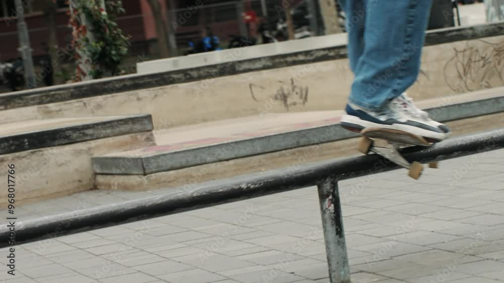 Young skater making 360 flip jump, performing kickflip trick, skateboarder training in skatepark, making tricks, slides and flips, professional extreme sport athlete training ride on skateboard. Young skater making 360 flip jump, performing kickflip trick, skateboarder training in skatepark, making tricks, slides and flips, professional extreme sport athlete training ride on skateboard.