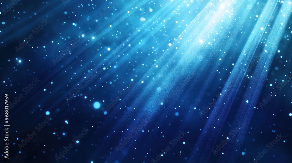Abstract Blue Light Rays and Glowing Particles Abstract Blue Light Rays and Glowing Particles