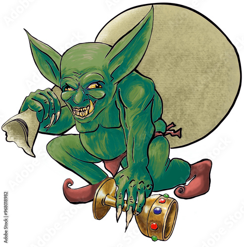 Εκτύπωση καμβά Green Goblin looting treasure illustration