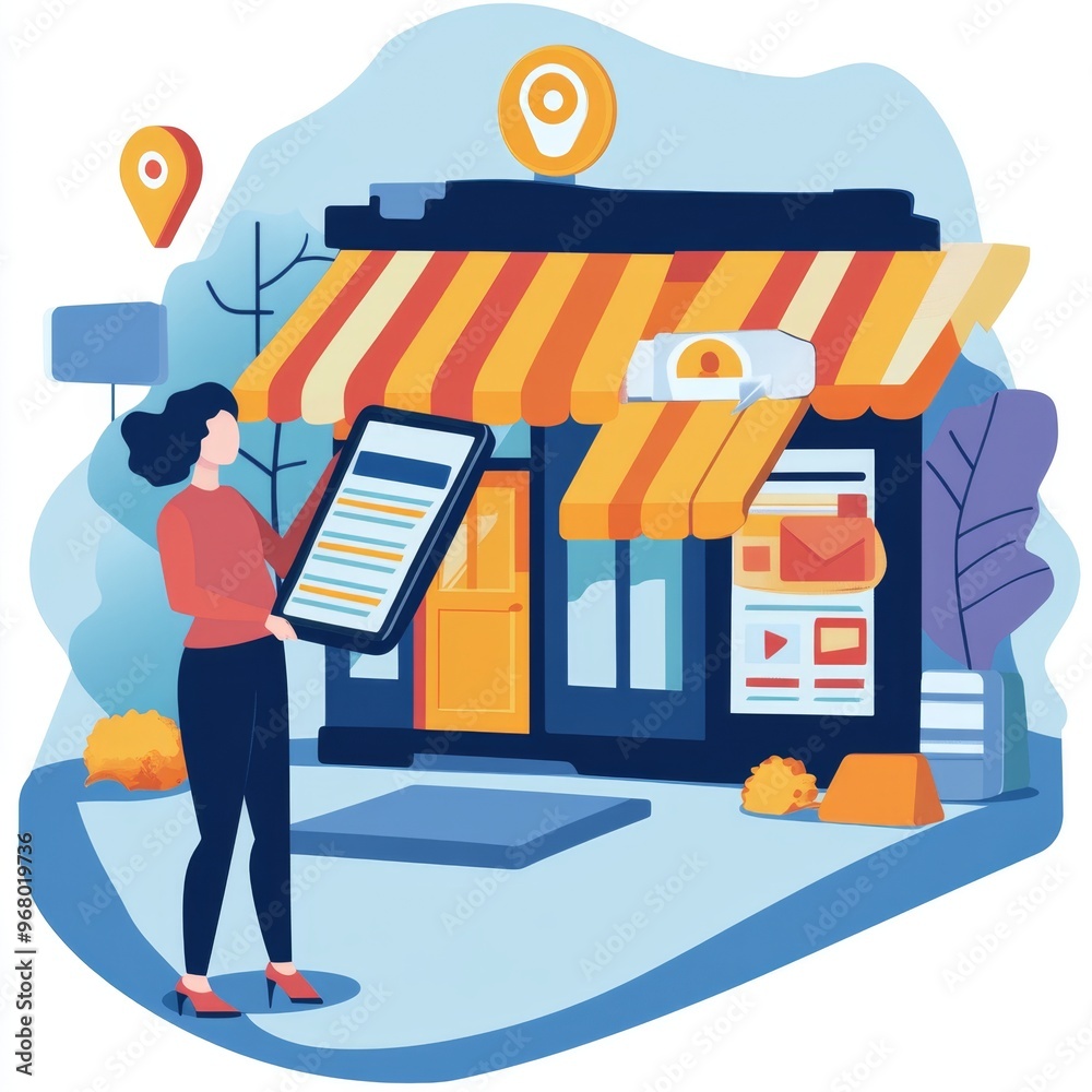Marketers optimizing local business listings with focus on SEO strategies in a vibrant neighborhood Marketers optimizing local business listings with focus on SEO strategies in a vibrant neighborhood