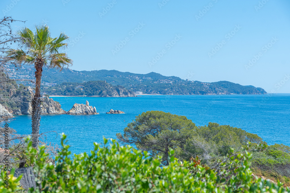 Fototapeta premium Vue de la mer depuis le Jardin botanique Marimurtra à Blanes, Costa Brava. Espagne.