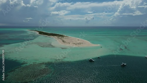 Aerial view of Alacranes Reef with beautiful turquoise waters and sandy beaches, Progreso, Mexico. photo