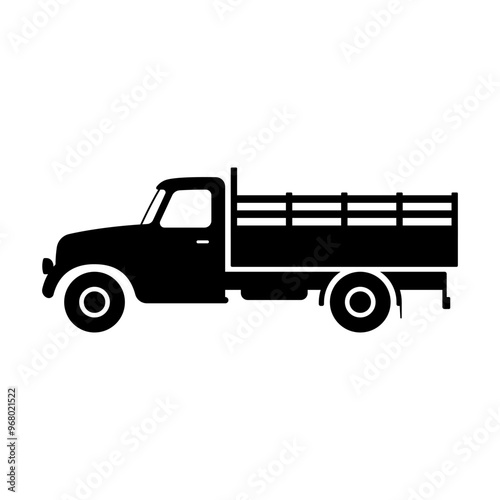 Truck icon. Black silhouette. Side view. Vector simple flat graphic illustration. Isolated object on white background. Isolate.