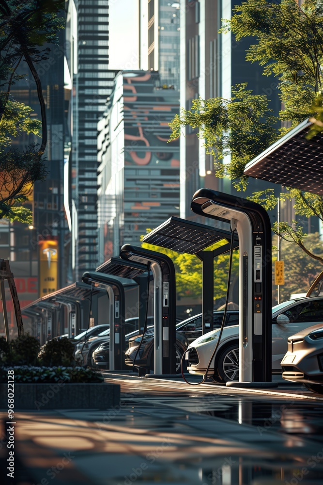 Eco-Friendly Urban Electric Vehicle Charging Station with Modern Solar ...
