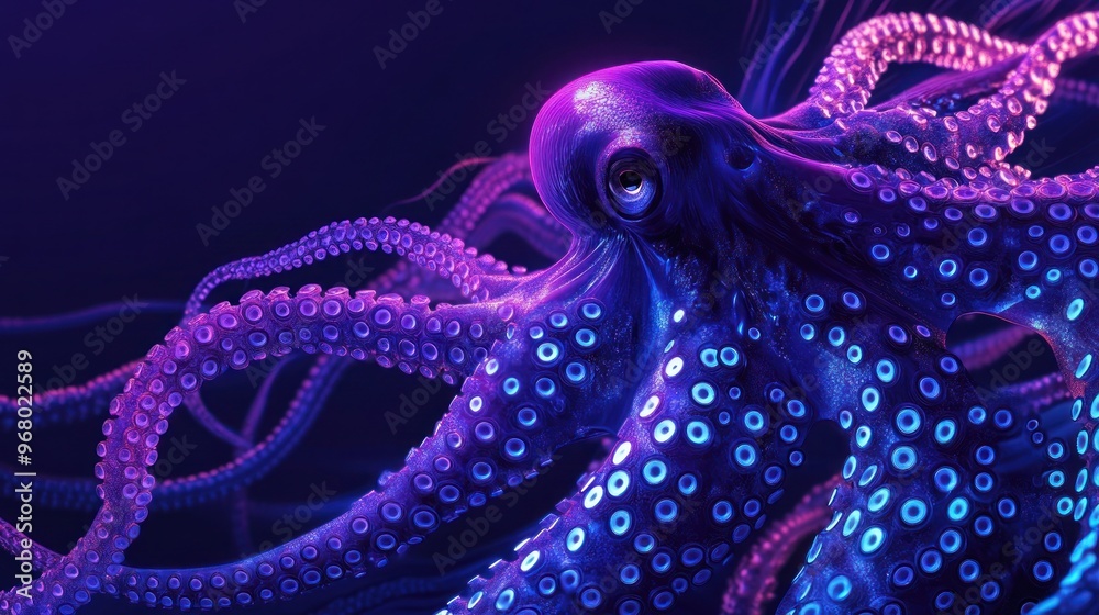 Fototapeta premium Neon Octopus