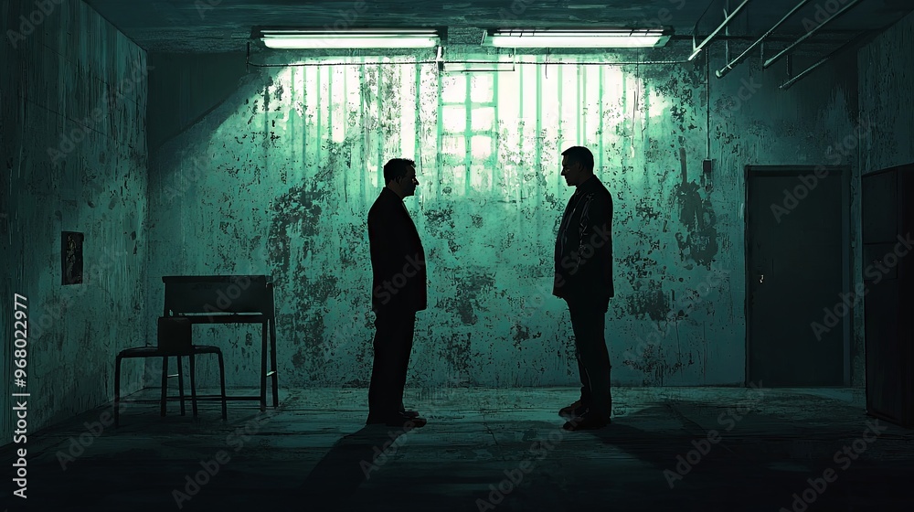 Comic Book Graphic Art Novel Illustration Design. Gangsters Underground Meeting. Noir Style Comic Book Graphic Art Novel Illustration Design. Gangsters Underground Meeting. Noir Style