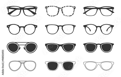 Eyeglasses svg, Glasses svg, Eyeglasses silhouette, Glasses silhouette, Eyeglasses clipart, Eyeglasses icon, Eyeglasses outline vector bundle.